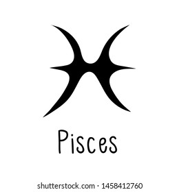 Pisces astrological zodiac sign isolated on white background. Simple horoscope icon, astrology logo. Vector illustration.