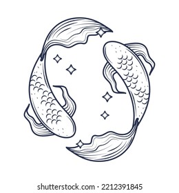 pisces astrology zodiac icon isolated