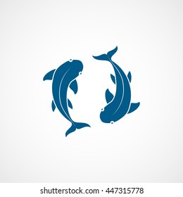 Pisces Blue Flat Icon On White Background