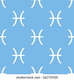 Pisces blue with white seamless pattern for web design. Vector symbol
