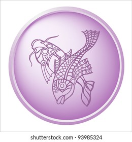 pisces, button with sign of the zodiac