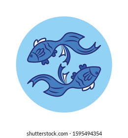 Pisces color line icon. Zodiac sign. Astrology and horoscope. Predictions and human character. Element water. Ruler Neptune. UI UX GUI design element. Editable stroke.