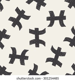 pisces Constellation doodle seamless pattern background