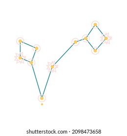 Pisces Constellation hand drawn naive art
