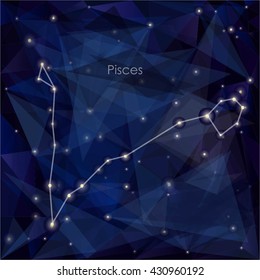 Pisces Constellation Night Sky Background Triangulation Stock Vector ...