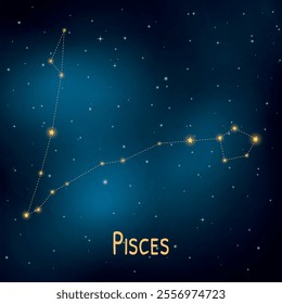 Pisces constellation shining brightly in a starry night sky.