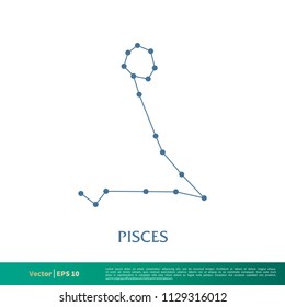 Pisces - Constellation Star Icon Vector Logo Template Illustration Design. Vector EPS 10.