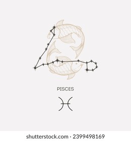 Pisces konstellation, Vektorgrafik. Sternbild-Sternbild-Astrologie