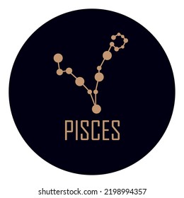 pisces costellation golden stars icon