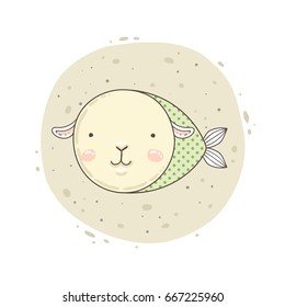 Pisces cute zodiac sign.