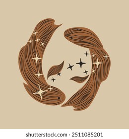 Pisces, Fish zodiac sign. Horoscope. Modern magic Astrological symbol