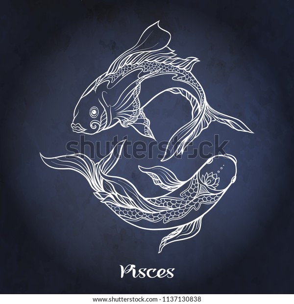 Pisces Fishes Zodiac Sign Astrological Horoscope Stock Vector (Royalty ...