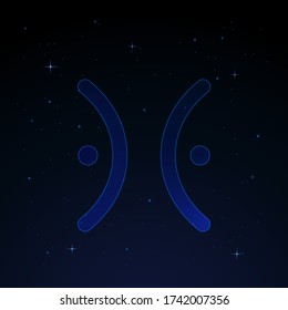 Pisces, the fishes zodiac sign on the starry night sky.