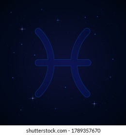 Pisces, the fishes zodiac sign on the starry night sky.