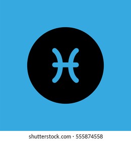 Pisces flat icon. Astrology symbol vector illustration. Flat zodiac sign. Isolated on a blue background. Horoscope predicts your destiny.
