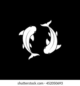Pisces Flat Icon On Black Background