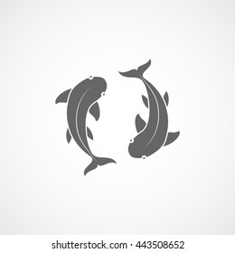 Pisces Flat Icon On White Background