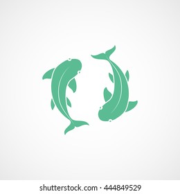 Pisces Green Flat Icon On White Background