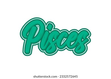 Pisces hand drawn lettering on white background. Vector illustration.