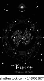 Pisces horoscope sign with black background