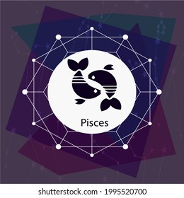 Pisces horoscope sign, Creative decorative elegant linear astrology zodiac Pisces emblem template for logo or poster decoration.