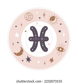 Pisces Horoscope sign vector - Zodiac astrology element. Esoteric symbol for logo or icon.