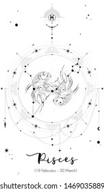 Pisces horoscope sign with white background