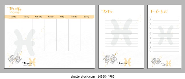 Pisces horoscope weekly planner for print
