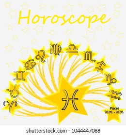 Pisces. Horoscope zodiac astrology stars with horoscope signs.