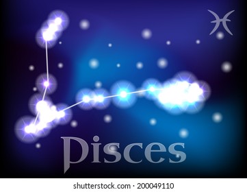 Pisces horoscope or zodiac or constellation vector illustration