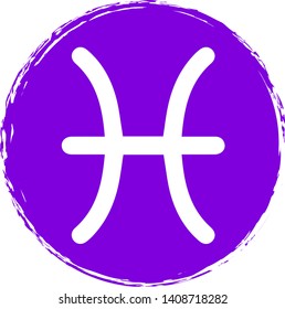 Pisces icon on circle background. Vector illustration. 