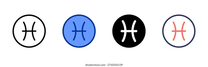 Conjunto de iconos de Piscis colección de estilo múltiple