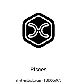 Pisces icon vector isolated on white background, logo concept of Pisces sign on transparent background, filled black symbol