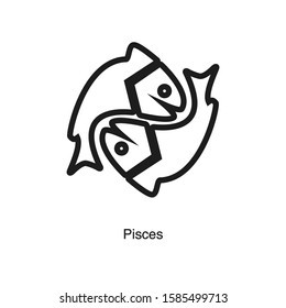 Pisces Linear Icon Vector On White Stock Vector (Royalty Free ...