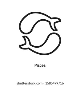 Pisces linear icon vector on white background. Black icon illustration