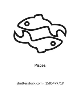Pisces linear icon vector on white background. Black icon illustration