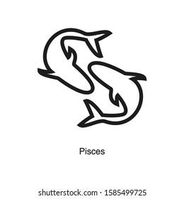 Pisces linear icon vector on white background. Black icon illustration