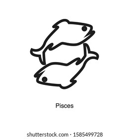 Pisces linear icon vector on white background. Black icon illustration