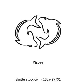 Pisces linear icon vector on white background. Black icon illustration