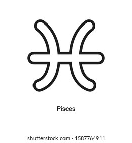 Pisces linear icon vector on white background. Black icon illustration