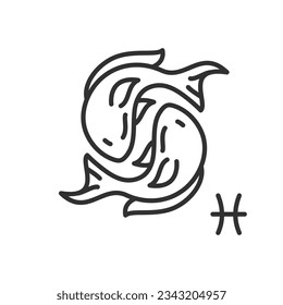 Pisces, linear icon. Zodiac sign. Line with editable stroke