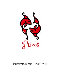 Pisces Logo Design Flat Style Zodiac Stock Vector (Royalty Free ...