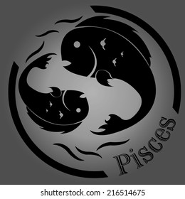 Pisces on gray Background color.