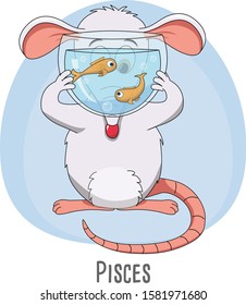 Pisces rat zodiac sign 2020 vector