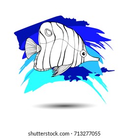 Pisces in the sea, the ocean. Texture and painted fish. Undersea world