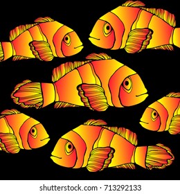 Pisces in the sea, the ocean. Texture and painted fish. Undersea world