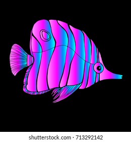 Pisces in the sea, the ocean. Texture and painted fish. Undersea world