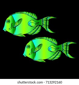 Pisces in the sea, the ocean. Texture and painted fish. Undersea world