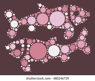 Pisces shape vector design by color point