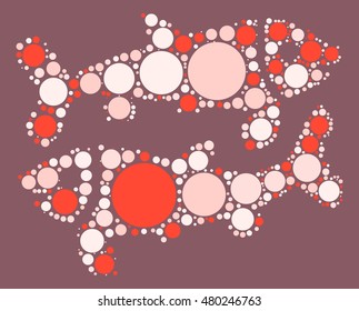Pisces shape vector design by color point